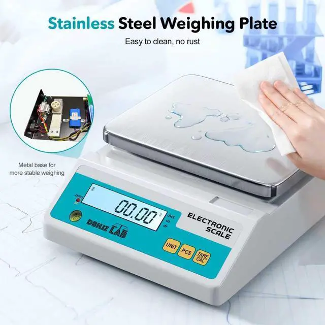 Alt view image 5 of 6 - Lab Scale 3000g x 0.01g High Precision Electronic Analytical Balance g/lb/oz/dw/ct/dr Laboratory Scientific Scale with Calibration Weight Dual Power Supply Jewelry Scale