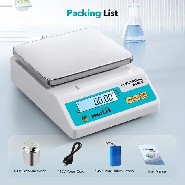Alt view image 6 of 6 - Lab Scale 3000g x 0.01g High Precision Electronic Analytical Balance g/lb/oz/dw/ct/dr Laboratory Scientific Scale with Calibration Weight Dual Power Supply Jewelry Scale