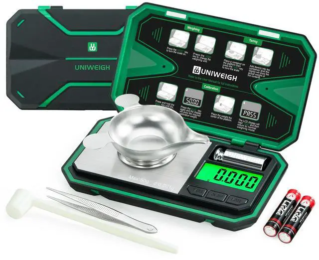 Main image of Milligram Scale Precision 0.001g/50g, Digital Jewelry Scale for Powder,Coins,Gold,Gem,Reloading,Micro Gram Scale with 6 Units,Tare,Cal Weight,Pocket mg Scale with Battery Powered