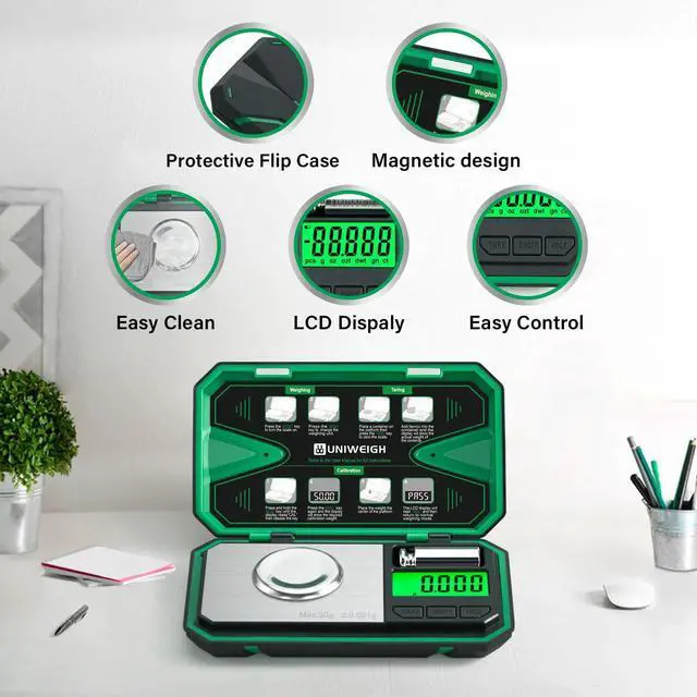 Alt view image 3 of 7 - Milligram Scale Precision 0.001g/50g, Digital Jewelry Scale for Powder,Coins,Gold,Gem,Reloading,Micro Gram Scale with 6 Units,Tare,Cal Weight,Pocket mg Scale with Battery Powered