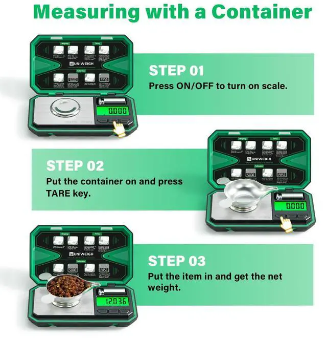 Alt view image 6 of 7 - Milligram Scale Precision 0.001g/50g, Digital Jewelry Scale for Powder,Coins,Gold,Gem,Reloading,Micro Gram Scale with 6 Units,Tare,Cal Weight,Pocket mg Scale with Battery Powered