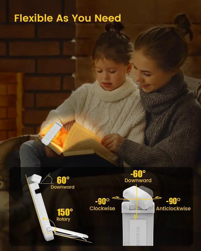 Alt view image 6 of 7 - USB Rechargeable Book Light for Reading in Bed, Portable Clip-on LED Reading Light, 3 Amber Colors & 5 Brightness Dimmable, Compact & Long Lasting, Perfect for Book Lovers