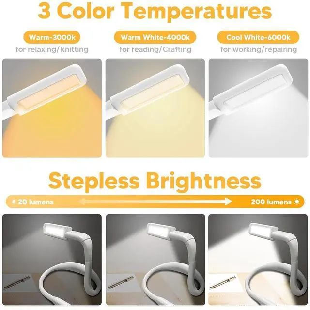 Alt view image 5 of 7 - Neck Light Book Lovers Gifts: Crochet Accessories Knitting Gifts for Women Teens Readers, Papa Dad Gifts Fathers Day Gift for Husband Grandma White Elephant Gift Ideas Sewing Supplies Reading Light