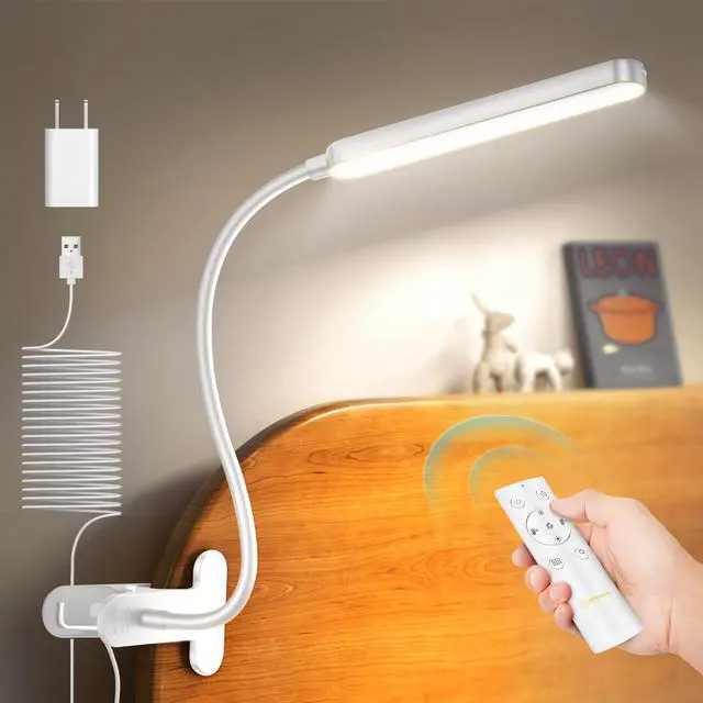 Main image of 38 LED Clip On Light: 5W Eye Caring Book Lights for Reading at Night - 5 Color & 5 Brightness with a Remote, 30-Min Auto Off Timer, Multi-Purpose Clip Lamp for Bed Reading/Studying/Working