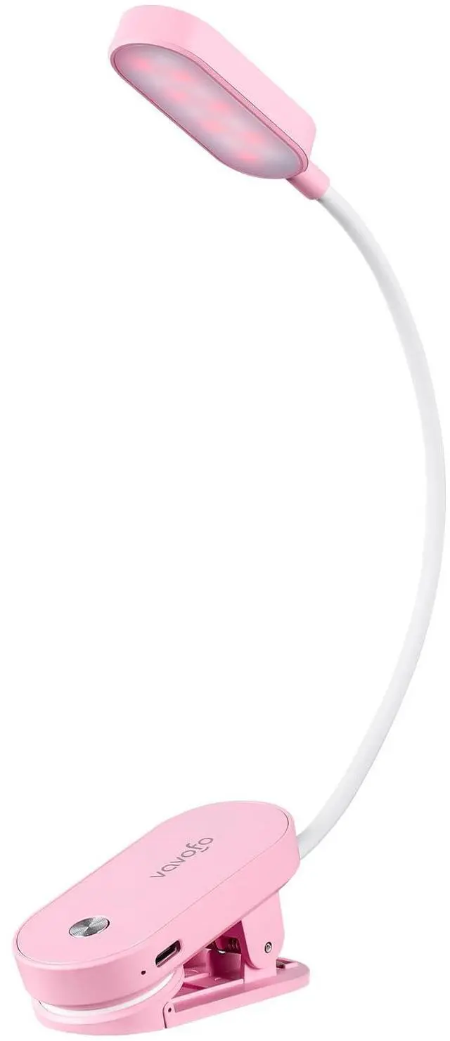 Main image of Rechargeable Book Light, 14 LEDs Eye Care Clip On Amber Reading Light for Bookworms Reading in Bed with 9 Colors 9 Brightness (Pink)