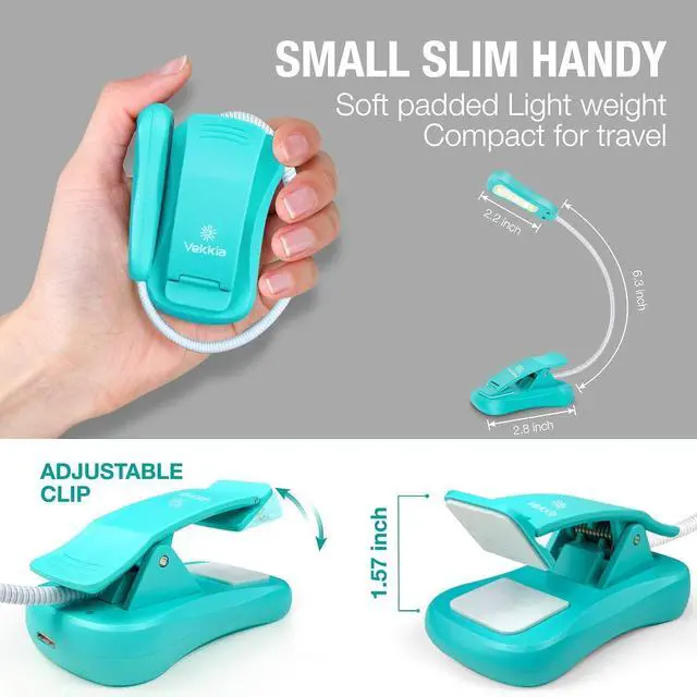 Alt view image 3 of 6 - Rechargeable Book Light for Reading in Bed, 3 Color x 3 Brightness, Lightweight Reading Light, Up to 70 Hours Lighting, Great for Readers, Travel (Blue)