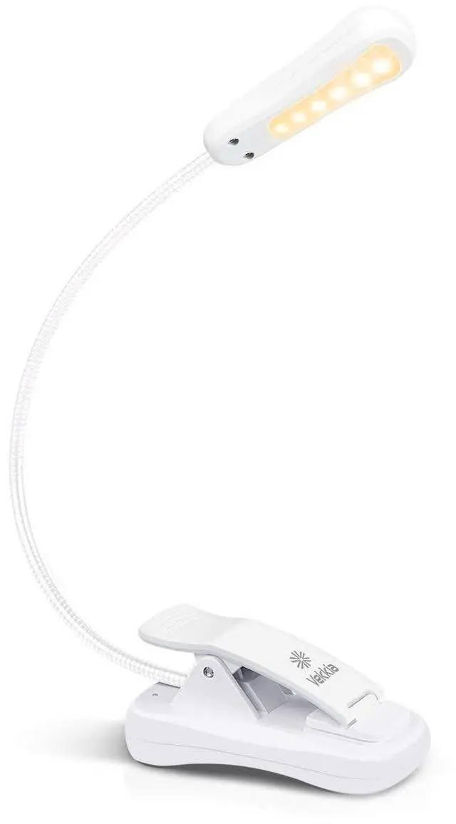 Main image of 3000K Warm LED Rechargeable Book Light, Easy for Eyes, Clip on Reading Lights for Reading in Bed, Car & Travel, Lightweight Slim 2.1 oz. Perfect for Readers (Elegant White)