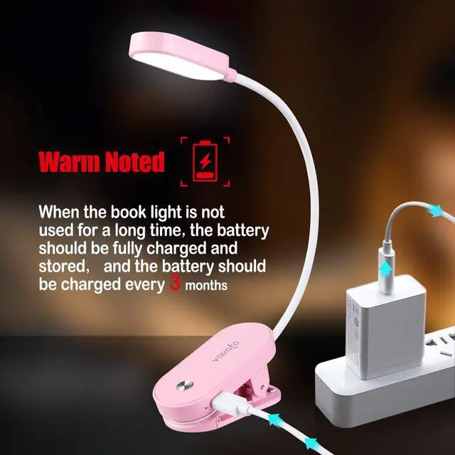 Alt view image 6 of 7 - Rechargeable Book Light, 14 LEDs Eye Care Clip On Amber Reading Light for Bookworms Reading in Bed with 9 Colors 9 Brightness (Pink)