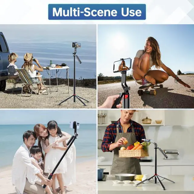 Alt view image 7 of 7 - MA09 71'' Phone Tripod, Selfie Stick Cell Phone Tripod Stand with Wireless Remote Control 360° for Rotation Travel Selfie Video Recording Live Compatible with iPhone Android Camera Action GoPro