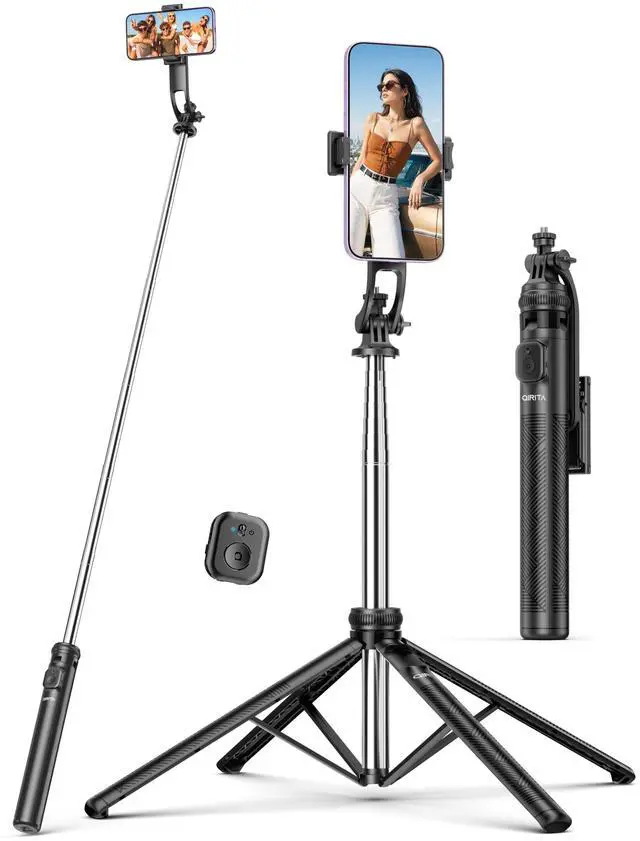 Main image of 71" Selfie Stick Tripod, All in One Quadripod with Remote & Phone Holder, Extendable Cell Phone Tripod, Travel Tripod Stand Compatible with for Cell Phone & Camera, iPhone, Android,Video Recording