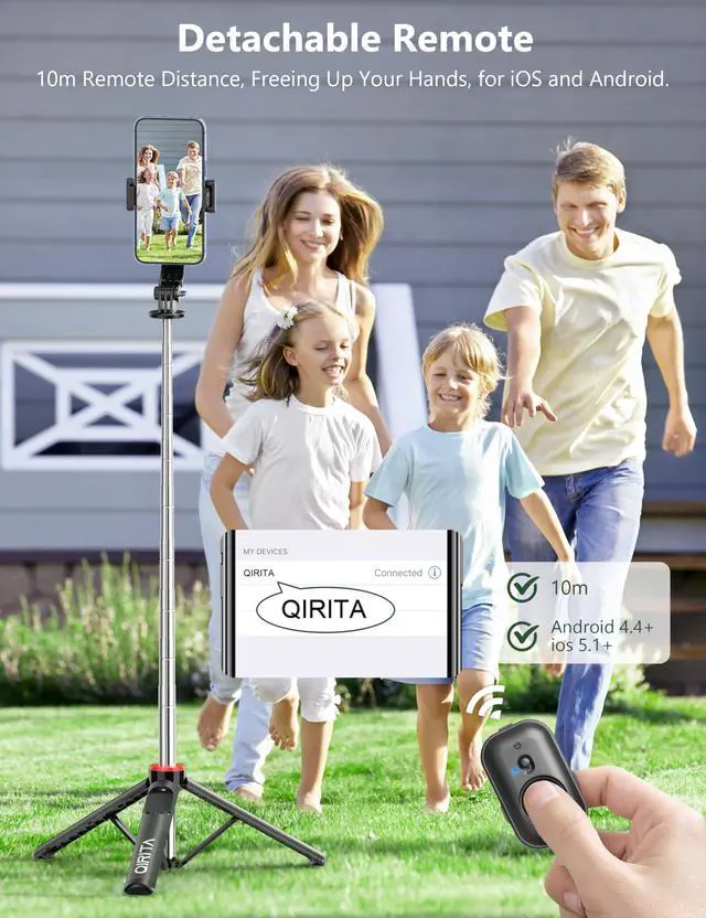 Alt view image 4 of 7 - 52" Selfie Stick Tripod with Remote, 3 in 1 Portable Selfie Stick & Phone Tripod Stand with Phone Holder, Cell Phone Tripod for Group Selfies/Live Streaming/Video Recording, for iPhone/Android