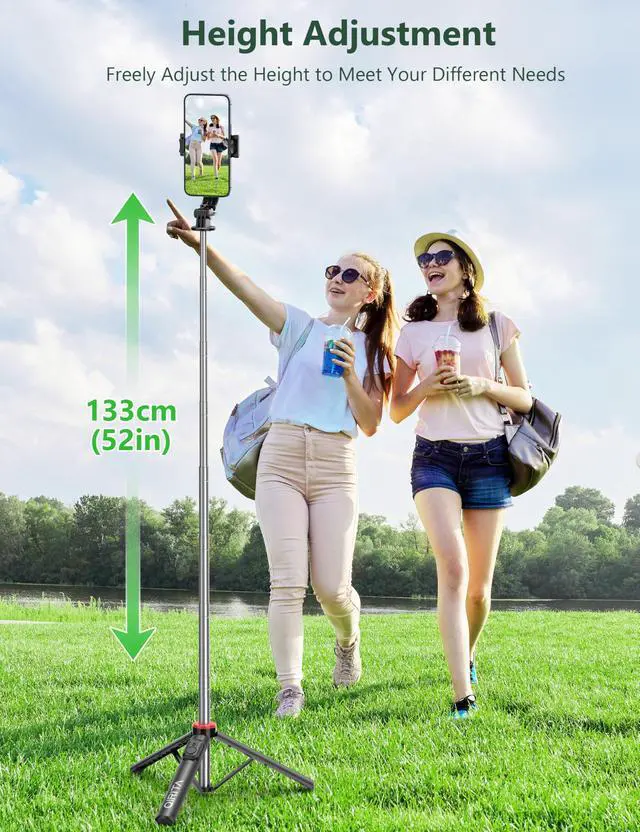 Alt view image 5 of 7 - 52" Selfie Stick Tripod with Remote, 3 in 1 Portable Selfie Stick & Phone Tripod Stand with Phone Holder, Cell Phone Tripod for Group Selfies/Live Streaming/Video Recording, for iPhone/Android