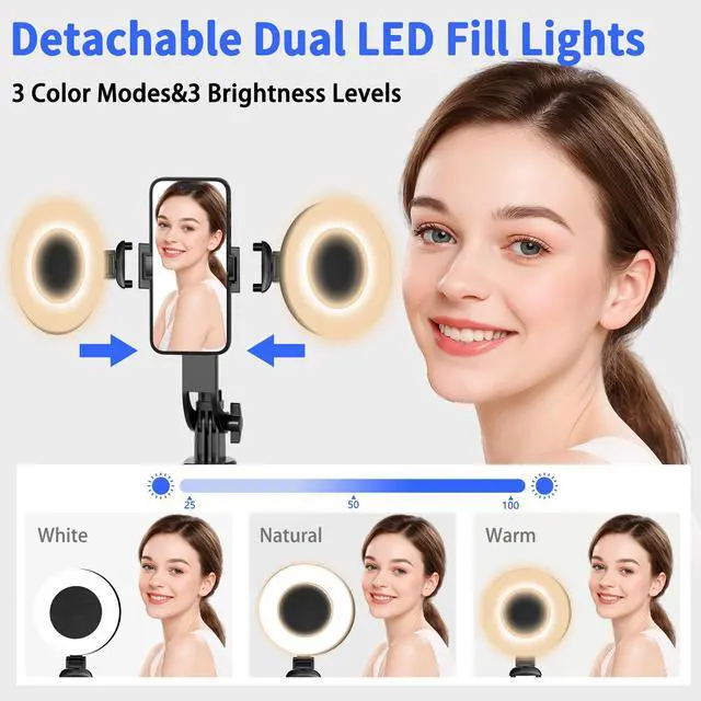 Alt view image 7 of 7 - Auto Face Tracking Tripod for iPhone with Light 70.9 Selfie Stick Tripod Stand Follows Your Movement 360°Phone Camera Tripod with Wireless Remote for Content Creator Vlog Live Stream Video Recording