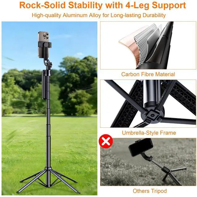 Alt view image 5 of 7 - Tripod for iPhone with Light Vlogging Camera, Auto Face Tracking Tripod 360 Rotation with Remote, No App, Portable Travel Phone Holder for Video Recording Live Streaming, Content Creator Essentials