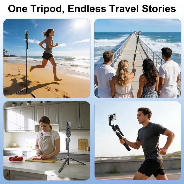 Alt view image 7 of 7 - Magnetic Auto Face Tracking Tripod for iPhone that Follows Your Movement, 71" Portable Selfie Stick Tripod with Remote 360 Rotation, Magnetic Phone Tripod Stand for Vlogging, Travel, Video Recording