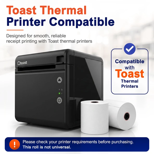 Alt view image 2 of 7 - Thermal Printer Paper Roll for Toast TP200 Receipt Printer Point of Sale (06 rolls)