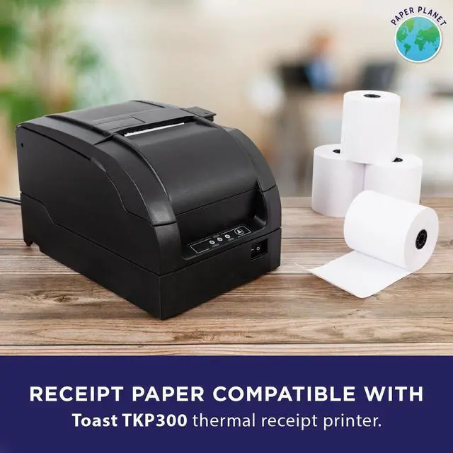 Alt view image 3 of 7 - 1-Ply White Bond Paper for Toast Kitchen Printer by Paper Planet | 20 Rolls | Compatible with TKP300 SNBC BTP-M300