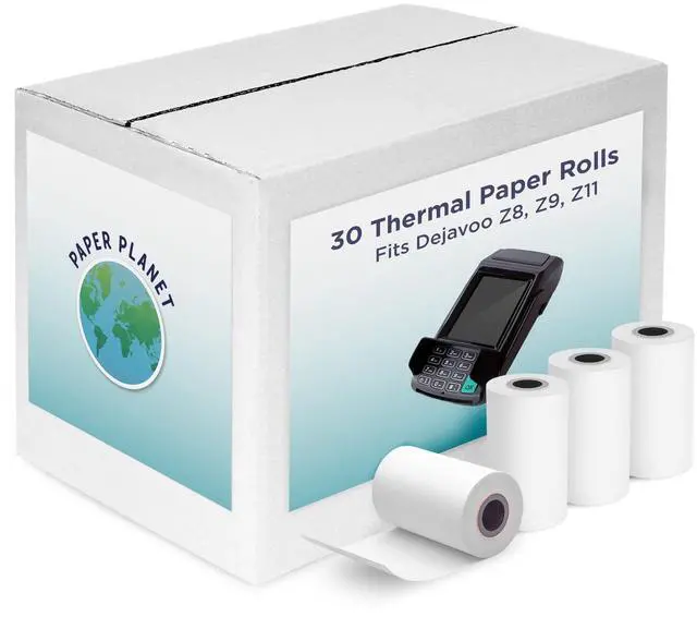 Main image of Thermal Receipt Paper for Dejavoo Terminal by Paper Planet | 30 Rolls | P1, P3, P8, QD1, QD2, QD4, Z8, Z9, Z11