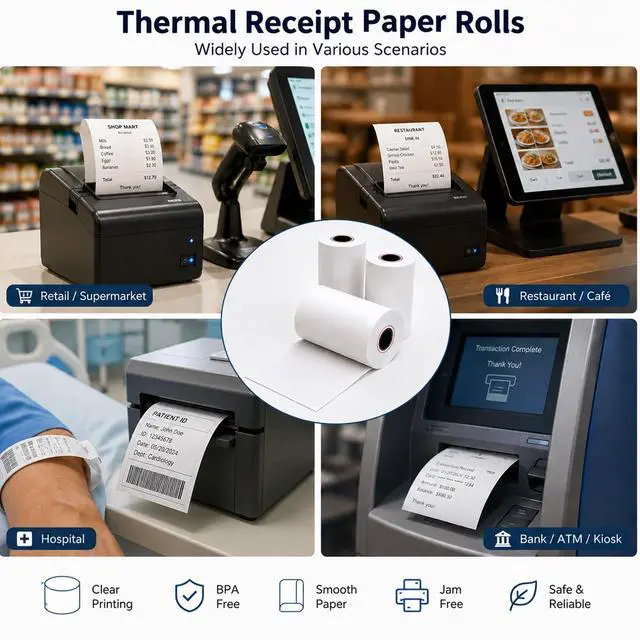 Alt view image 6 of 6 - Thermal Receipt Paper Rolls 3-1/8 x 230ft, 10 rolls