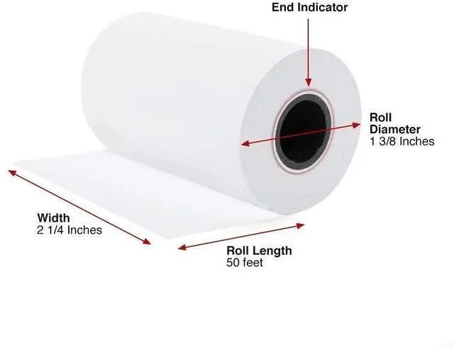 Alt view image 7 of 7 - Thermal Paper 2 1/4 inch x 50 feet, Cash Register POS Receipt Paper for Credit Card Machine (50 Rolls)