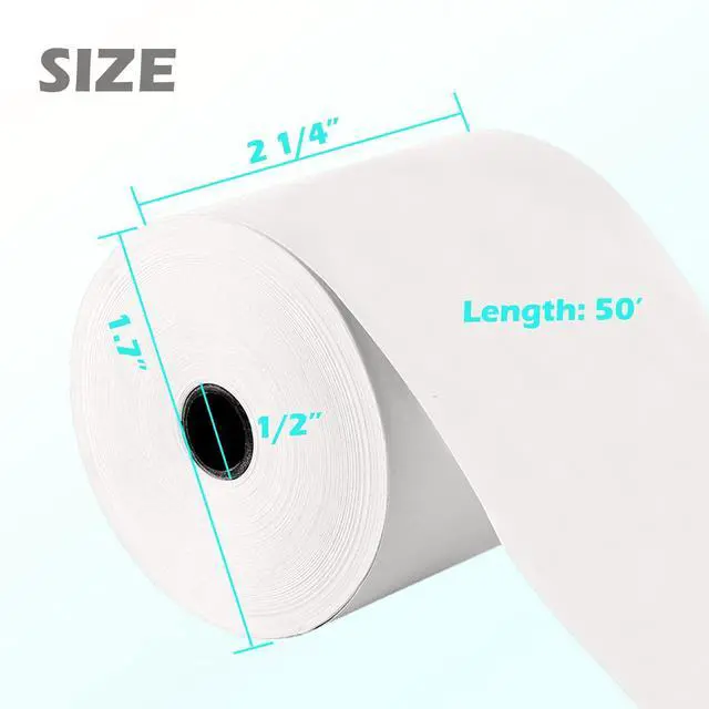 Alt view image 2 of 5 - 2 1/4 x 50 Thermal Paper Receipt Rolls 2.25 x 50 ft Receipt Paper POS Cash Register Fits Credit Card Terminals Verifone (50 Rolls)