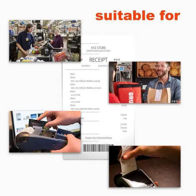 Alt view image 5 of 7 - 2 1/4" x 85' Thermal Paper Receipt Rolls, POS/Cash Register Receipt Paper, Fits All Credit Card Terminals (50 Rolls)
