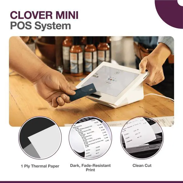 Alt view image 5 of 7 - Receipt Paper for Clover Mini and Clover Mobile Thermal Printer - Receipt Paper Rolls Compatible with Clover Mini POS models C200, C300, C301, C302, C305 (20 Rolls)