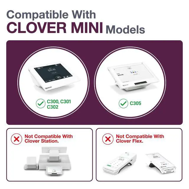 Alt view image 2 of 7 - Receipt Paper for Clover Mini and Clover Mobile Thermal Printer - Receipt Paper Rolls Compatible with Clover Mini POS models C200, C300, C301, C302, C305 (20 Rolls)