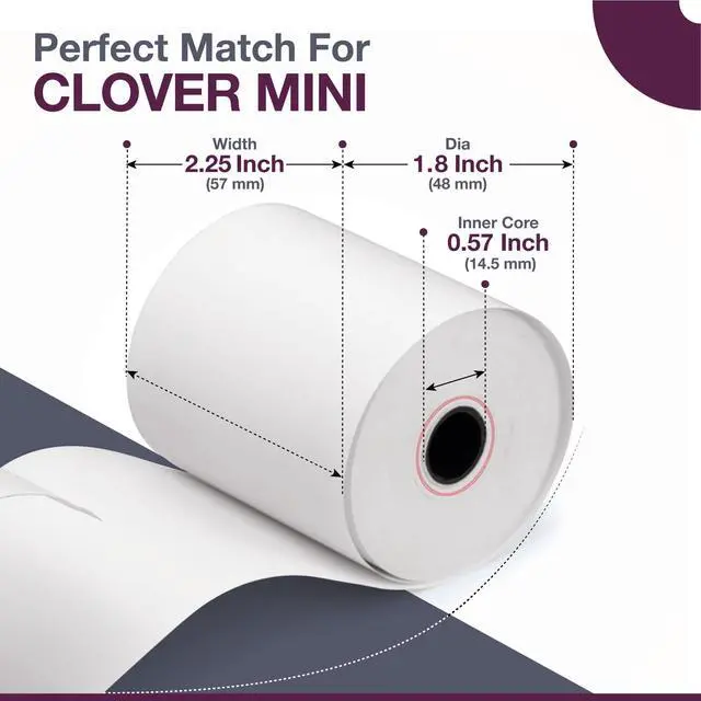 Alt view image 3 of 7 - Receipt Paper for Clover Mini and Clover Mobile Thermal Printer - Receipt Paper Rolls Compatible with Clover Mini POS models C200, C300, C301, C302, C305 (20 Rolls)