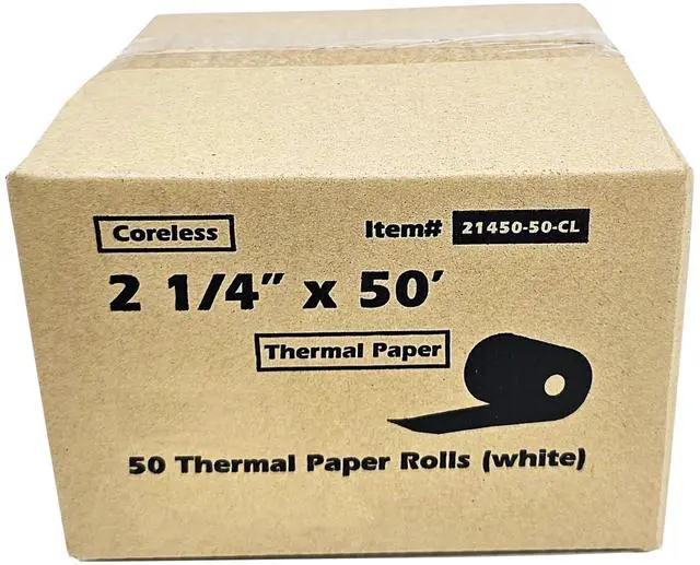Alt view image 3 of 4 - (50 Coreless Rolls) 2 1/4 x 50 Thermal Paper Receipt Rolls fits all Credit Card Terminals Verifone VX520 Ingenico ICT220 ICT250 BPA Free from