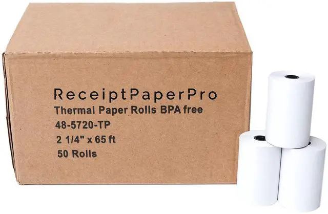 Main image of 2 1/4 x 65 ft Thermal Receipt Paper Rolls, fits Ingenico Desk 3500 Desk 5000 Move 5000 Verifone t650 Pax a920, 50 Rolls/Case