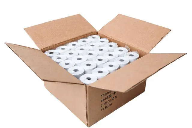Alt view image 2 of 6 - 2 1/4 x 65 ft Thermal Receipt Paper Rolls, fits Ingenico Desk 3500 Desk 5000 Move 5000 Verifone t650 Pax a920, 50 Rolls/Case