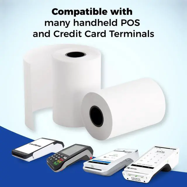 Alt view image 5 of 6 - 2 1/4 x 65 ft Thermal Receipt Paper Rolls, fits Ingenico Desk 3500 Desk 5000 Move 5000 Verifone t650 Pax a920, 50 Rolls/Case