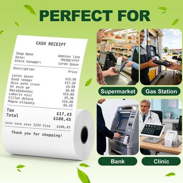 Alt view image 4 of 7 - 2 1/4"x50' Thermal Paper Receipt Rolls,12 Rolls of Thermal Printer Paper, BPA Free Thermal Paper Rolls, Fits All 58mm Thermal POS Printer, Premium Quality Receipt Paper Rolls