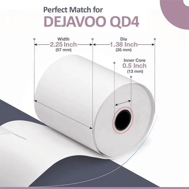 Alt view image 3 of 6 - Thermal Paper Rolls for Dejavoo Z8, Z9, Z11, P1, P3, P8, QD1, QD2, QD4, QD5 BPAFree Receipt Paper for Credit Card Machines 20 Rolls
