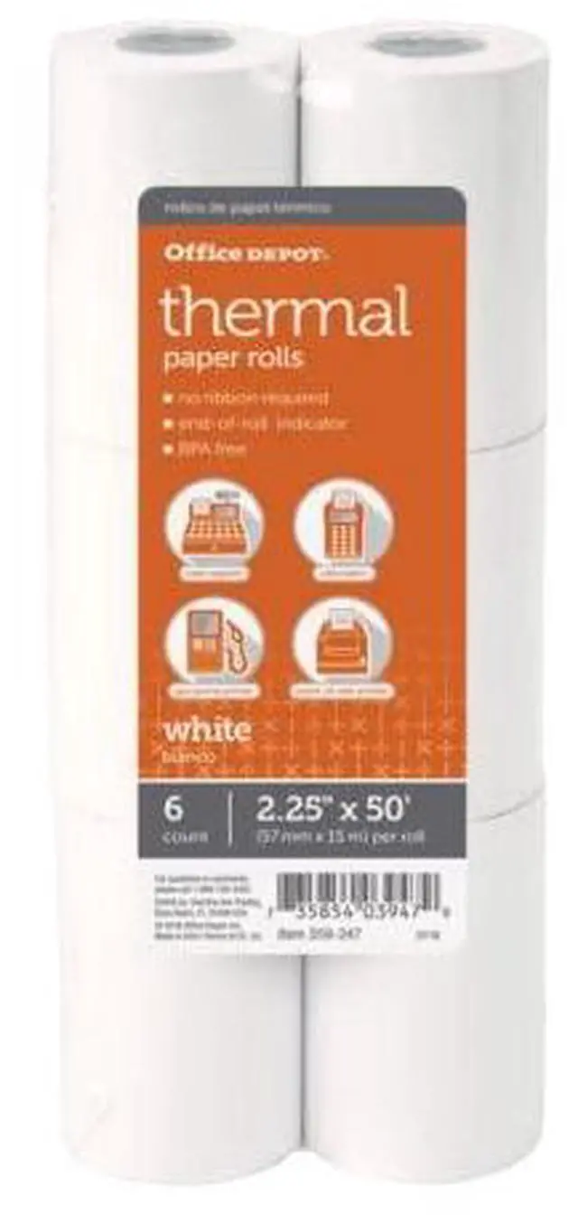 Alt view image 2 of 4 - Brand Thermal Paper Rolls, 2 1/4" x 50', White, Pack Of 6