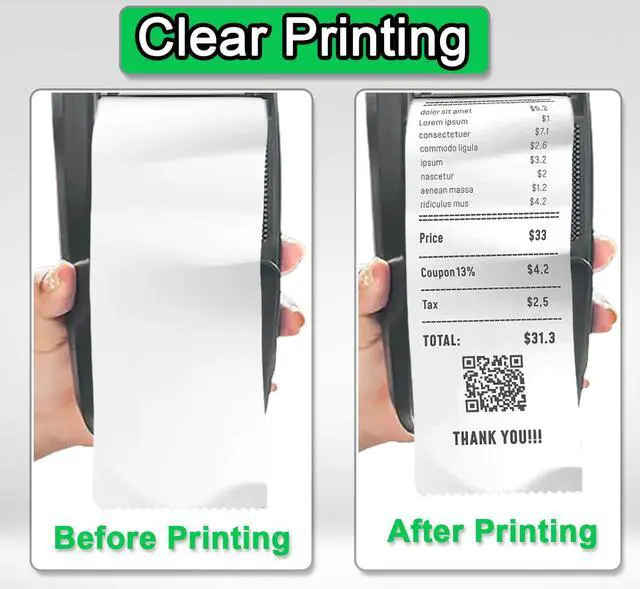 Alt view image 4 of 6 - (12 Rolls) Thermal Receipt Paper 2 1/4" x 39', Mini Credit Card Paper Compatible with Most Credit Card Machines, Handheld Terminals, and Mini POS Cash Register Printers