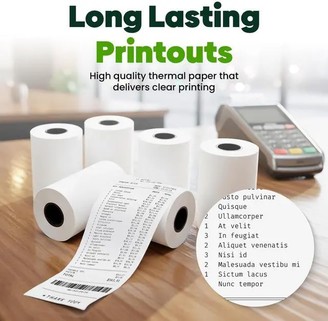 Alt view image 4 of 7 - Thermal Paper Receipt Rolls BPA-Free Receipt Paper for Credit Card Machines Fits All Standard Terminals (Size: 2 1/4" x 50 ft) (Pack of 10)