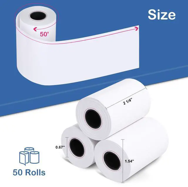 Alt view image 2 of 7 - 2 1/4" x 50' Thermal Paper Rolls (50 Rolls), BPA Free Receipt Paper, 58mm Thermal Receipt Paper Fits Mini POS Thermal Printer, Square Terminal Paper for Small Businesses