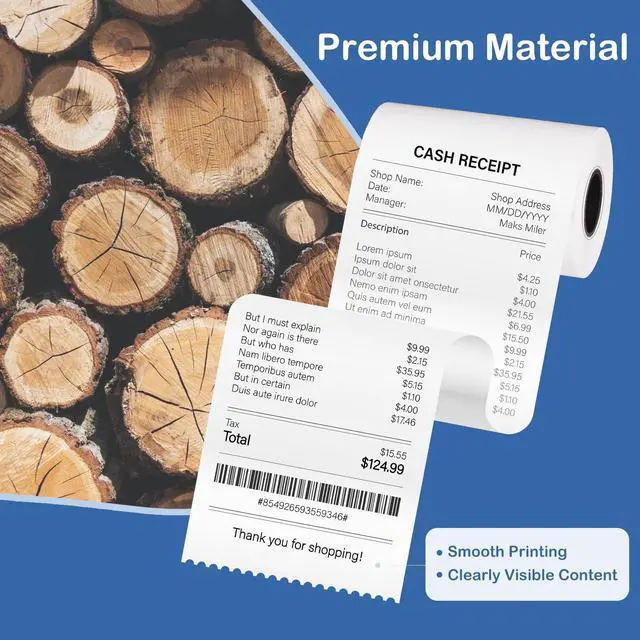 Alt view image 3 of 7 - 2 1/4" x 50' Thermal Paper Rolls (50 Rolls), BPA Free Receipt Paper, 58mm Thermal Receipt Paper Fits Mini POS Thermal Printer, Square Terminal Paper for Small Businesses