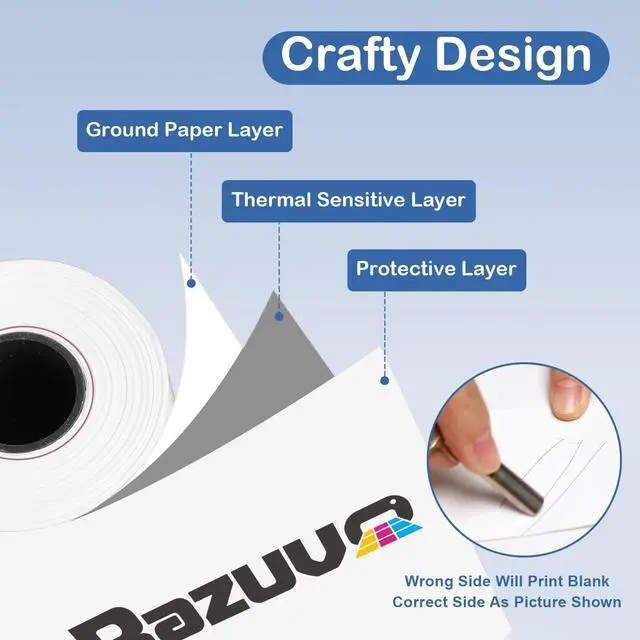 Alt view image 4 of 7 - 2 1/4" x 50' Thermal Paper Rolls (50 Rolls), BPA Free Receipt Paper, 58mm Thermal Receipt Paper Fits Mini POS Thermal Printer, Square Terminal Paper for Small Businesses