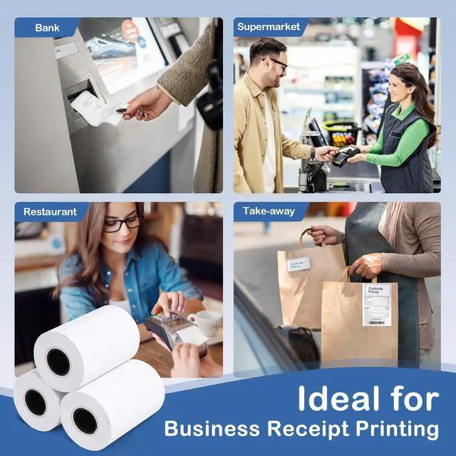 Alt view image 5 of 7 - 2 1/4" x 50' Thermal Paper Rolls (50 Rolls), BPA Free Receipt Paper, 58mm Thermal Receipt Paper Fits Mini POS Thermal Printer, Square Terminal Paper for Small Businesses