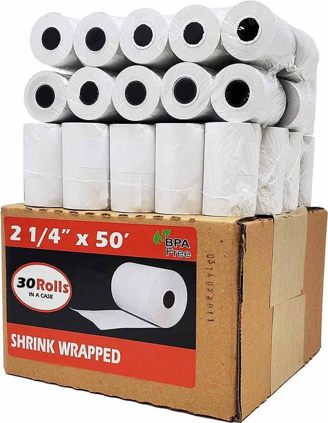 Alt view image 2 of 2 - (10 Pack x 3) 2 1/4 X 50 Thermal Paper (30 Rolls) for Verifone Vx520, Ingenico ICT220, Clover Flex, Clover Mini, Square Terminal - Register Receipt Paper fits all Credit Card Machines