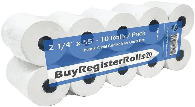 Alt view image 2 of 4 - (50 Rolls) 2 1/4 x 55 Thermal Paper Rolls (57mm x 30mm) For New Square Terminal Credit Card Machine 50 GSM Paper Thickness For VeriFone VX520 Ingenico ICT220 ICT250 First Data FD400 BPA FREE