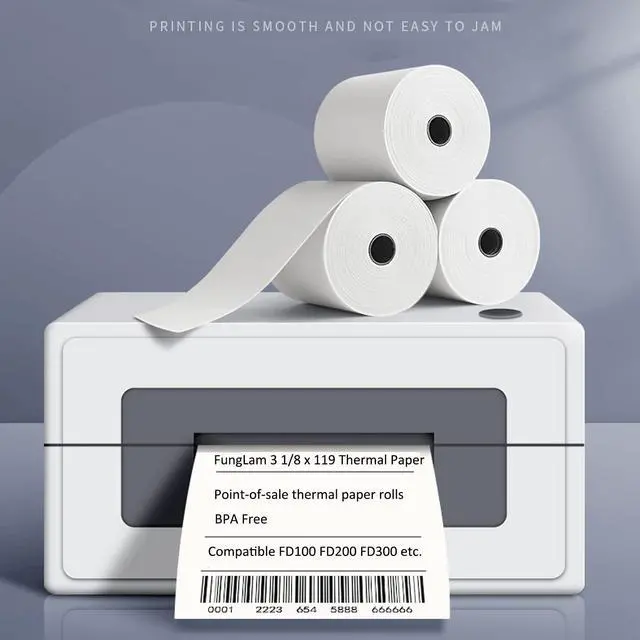 Alt view image 3 of 7 - Thermal Receipt Paper Rolls, 3-1/8" x 119', 10 Rolls per Case, Crisp, Clear Images, Red End-of-Warning Signal, POS/Cash Register Paper