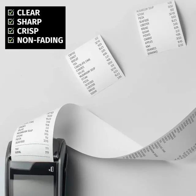 Alt view image 4 of 7 - Thermal Receipt Paper Rolls, 3-1/8" x 119', 10 Rolls per Case, Crisp, Clear Images, Red End-of-Warning Signal, POS/Cash Register Paper