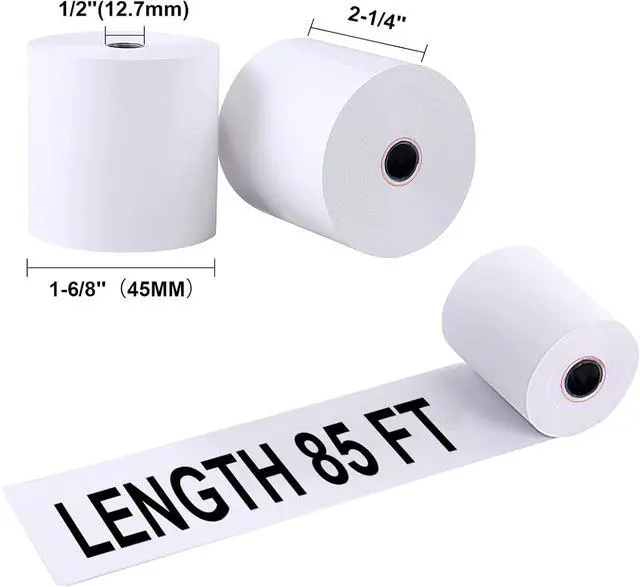 Alt view image 2 of 5 - 2-1/4" X 85' Thermal Paper Rolls for Credit Card -2.25 x 85 ft Thermal Paper Rolls, 58mm Cash Register Rolls - Premium Register Tape Pos Thermal Printer Paper (5 Rolls)