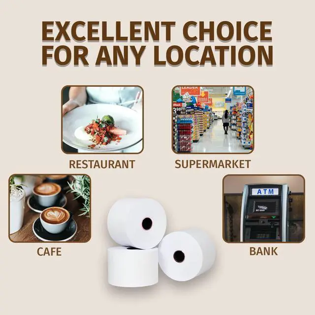Alt view image 6 of 7 - 55gsm 3 1/8 x 230 Thermal Paper Receipt Roll Clover Station Solo Duo TM-T88 T20 T90 Bixolon SRP-350 370, 3.125 x 230 ft Cash Register Paper, BPA Free, 10 Rolls