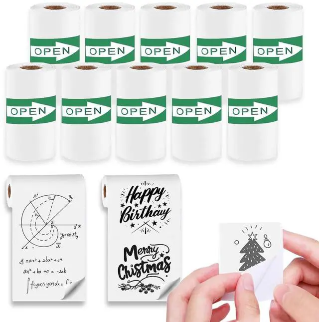 Main image of 10 Rolls Self-Adhesive Thermal Paper, Glossy Thermal Printer Paper for Mini Portable Printer, 57 x 25mm, Thermal Labels for Most Pocket Printer