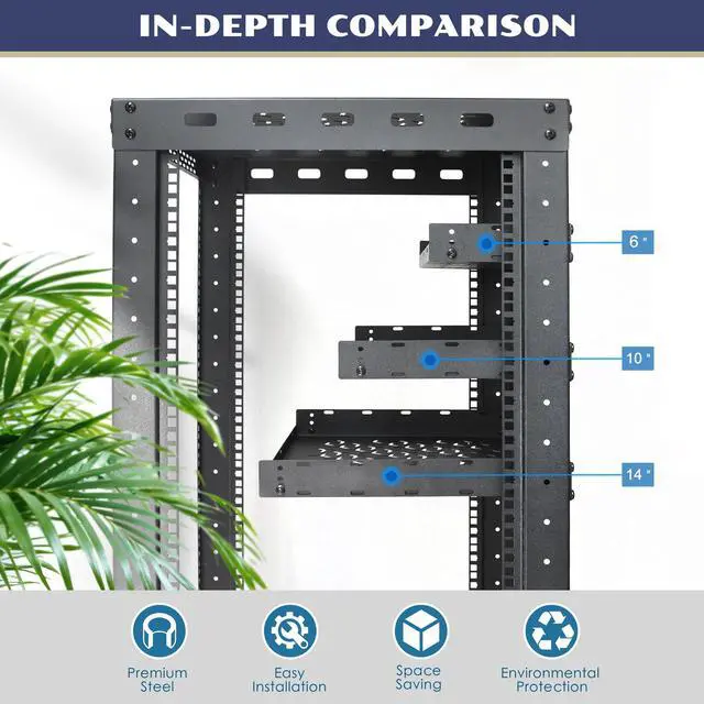 Alt view image 5 of 6 - 2 Pack 1U Server Rack Shelf, 19 Inch Universal Network Rack Mount Tray, 10 Inches Deep Vented Cantilever Shelf for AV/IT Equipment, Black